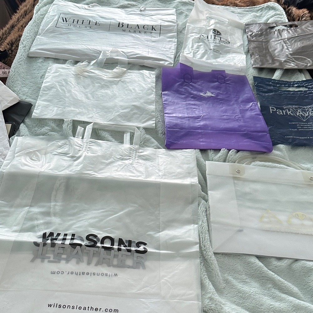 9 Assorted Empty Plastic Gift Bags